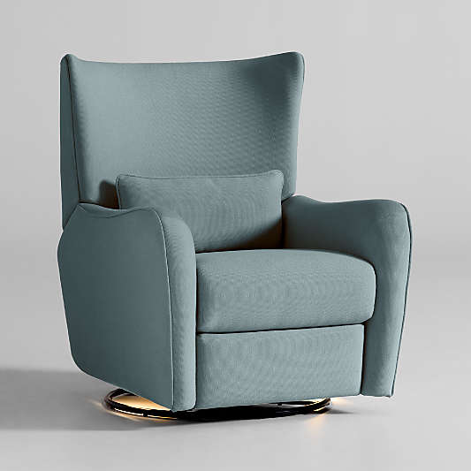 Aurora Morning Surf Blue Nursery Electronic Power Recliner with Night Light