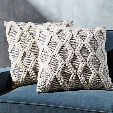 View Austine 20"x20" Grey and Cream Throw Pillows, Set of 2 details