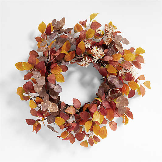 Faux Autumn Leaf Wreath 28"