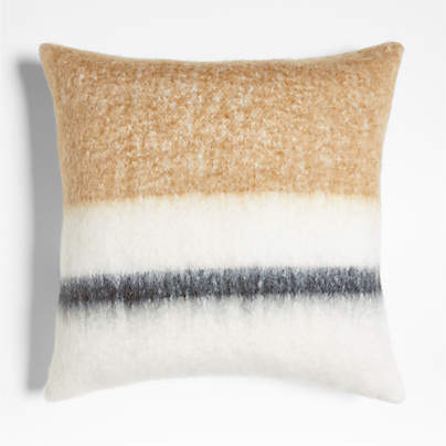 Avalanche Brulee Brown Brushed Mohair 23"x23" Throw Pillow Cover