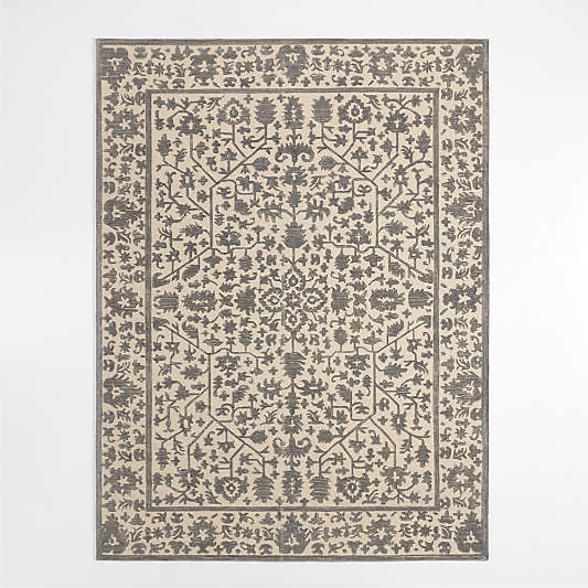 Avalon Wool Hand-Knotted Light Grey Area Rug 6'x9'