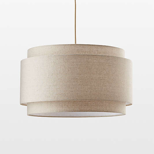 Avery Natural Linen Double Drum Pendant Light 18"