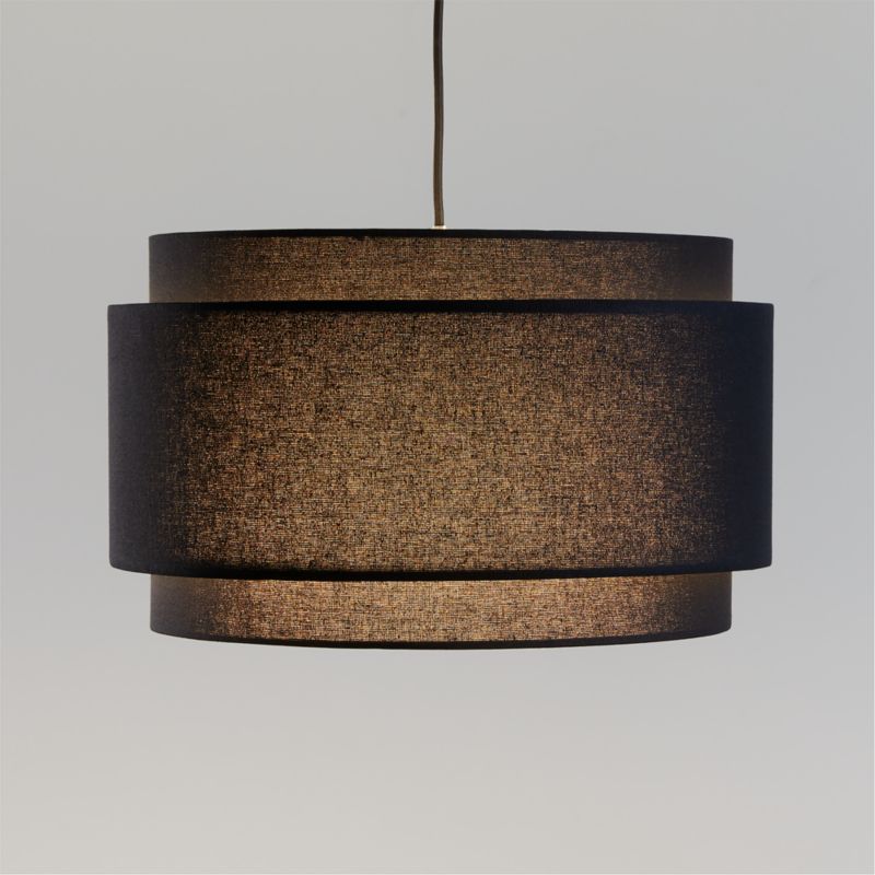 Avery Black Linen Double Drum Pendant Light