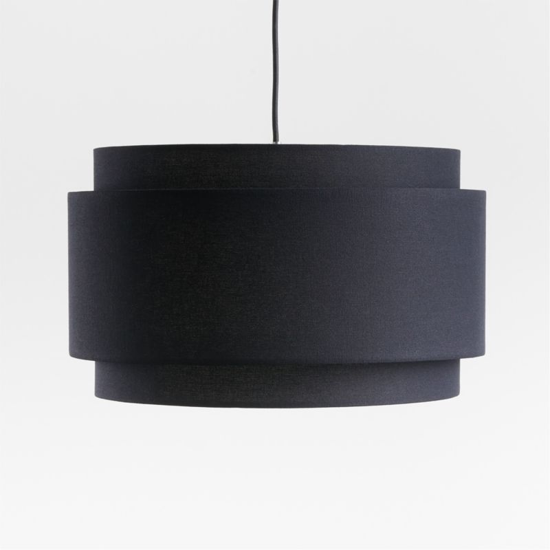 Avery Black Linen Double Drum Pendant Light - image 5 of 11