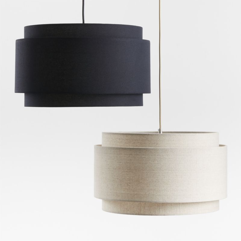 Avery Natural Linen Double Drum Pendant Light - image 7 of 15