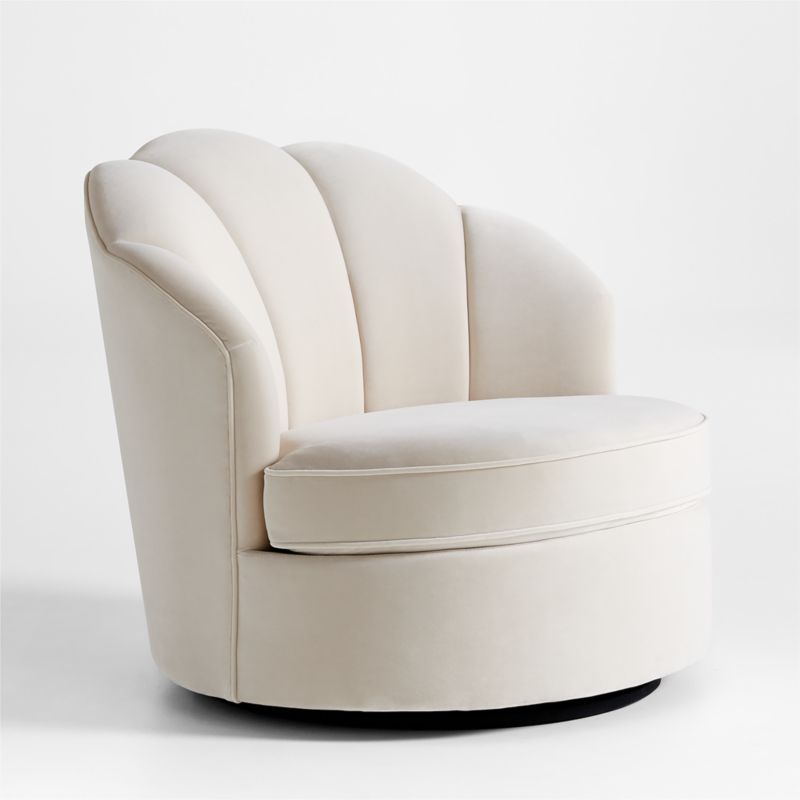 Avery Cream Velvet Nursery Swivel Chair - image 0 of 11