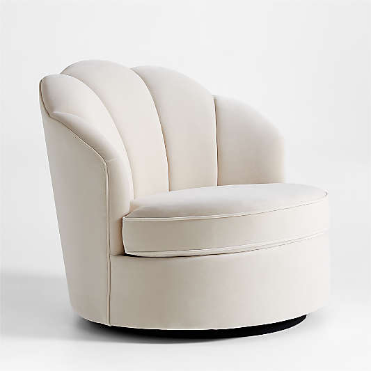 Avery Cream Velvet Nursery Swivel Chair