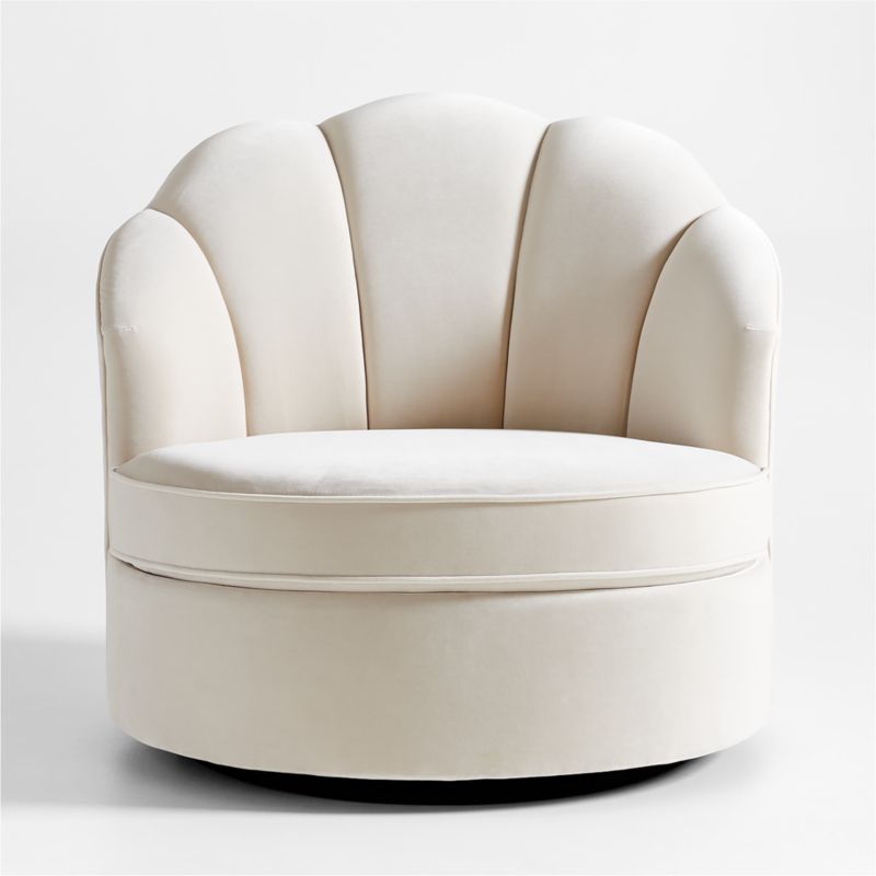 Avery Cream Velvet Nursery Swivel Chair - image 3 of 11