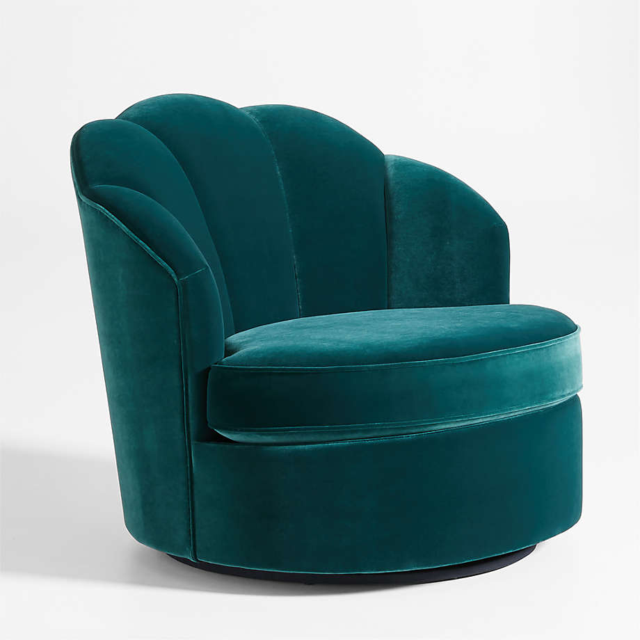 Avery Emerald Velvet Nursery Swivel Chair (Open Larger View)