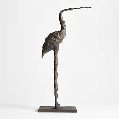 Aves Large Metal Crane Sculpture 22"