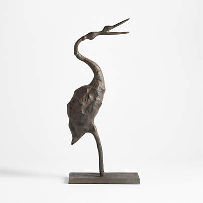 Aves Small Metal Crane Sculpture 18"