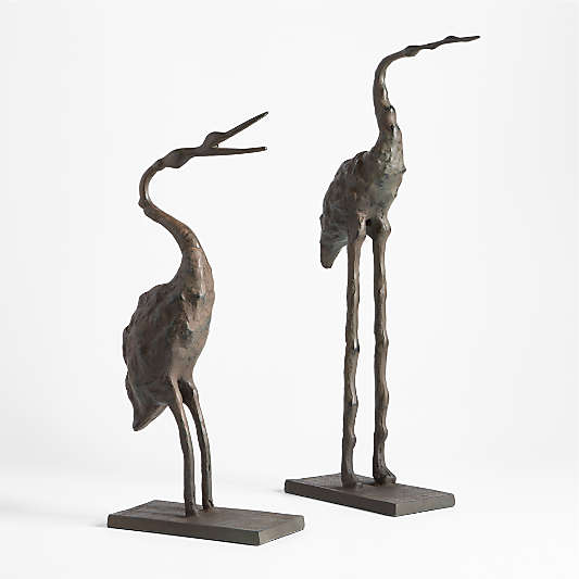 Aves Large Metal Crane Sculpture 22"