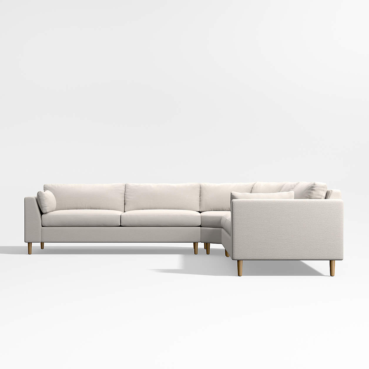 Avondale Wood Leg 3Piece Wedge Corner LShaped Sectional Sofa