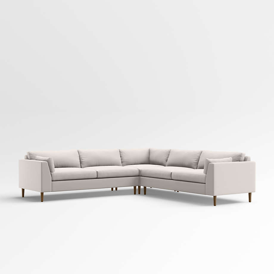 Avondale Wood Leg 3Piece Sectional Sofa + Reviews Crate & Barrel