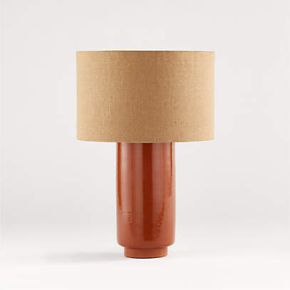 Avril Table Lamp With Burlap Drum Shade, Table Lamp With Burlap Shade
