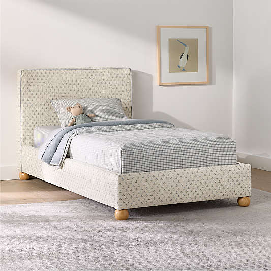 Avery Blue Floral Upholstered Kids Bed