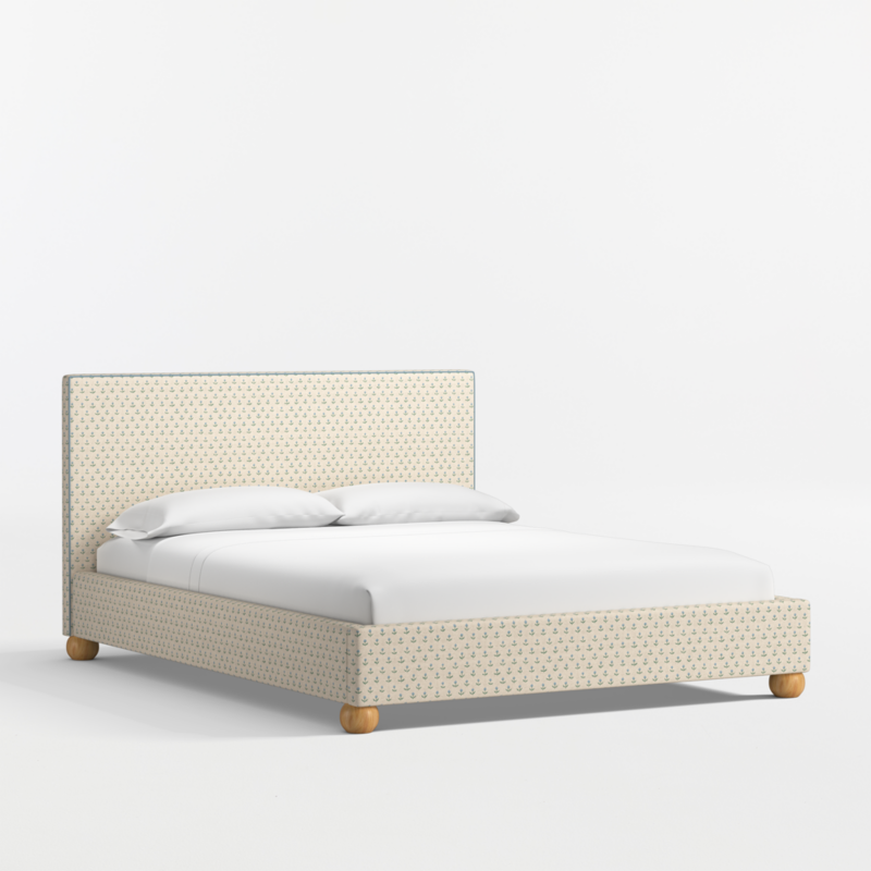 Avery Blue Floral Upholstered Kids Queen Bed - image 0 of 7