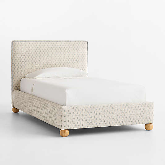 Avery Blue Floral Upholstered Kids Bed