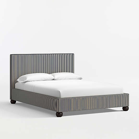 Avery Indigo Stripe Upholstered Kids Full Bed