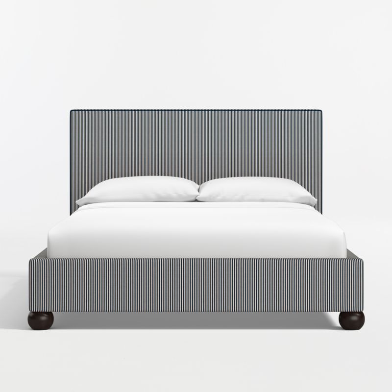 View Avery Indigo Stripe Upholstered Kids Full Bed - image 4 of 9