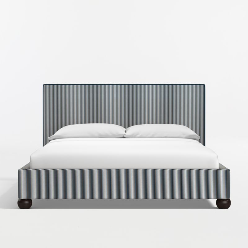 Avery Indigo Stripe Upholstered Kids Queen Bed - image 2 of 8