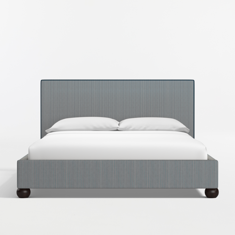 Avery Indigo Stripe Upholstered Kids Queen Bed - image 2 of 9