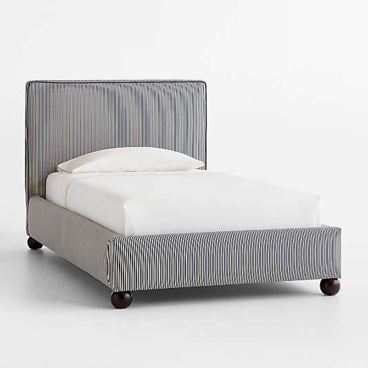 Avery Indigo Stripe Upholstered Kids Bed