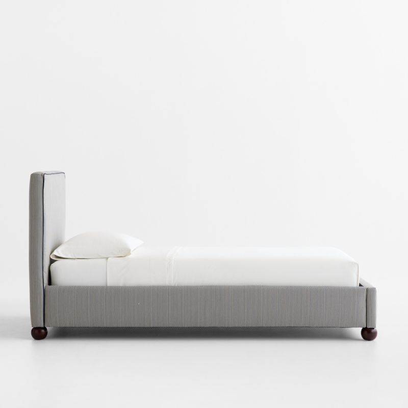 View Avery Indigo Stripe Upholstered Kids Twin Bed - image 4 of 6
