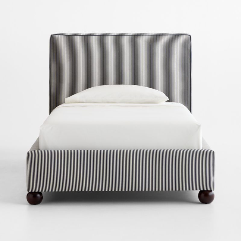View Avery Indigo Stripe Upholstered Kids Twin Bed - image 3 of 6