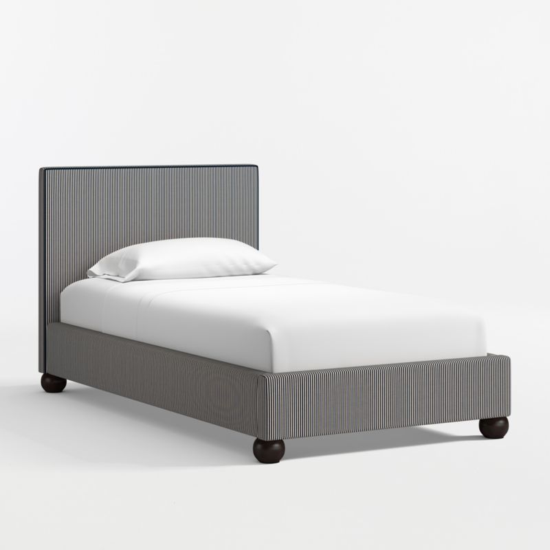 Avery Indigo Stripe Upholstered Kids Queen Bed - image 2 of 10