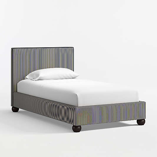 Avery Indigo Stripe Upholstered Kids Bed