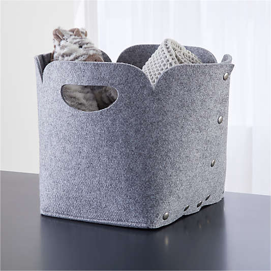 Aw Snap Felt Grey Cube Bin