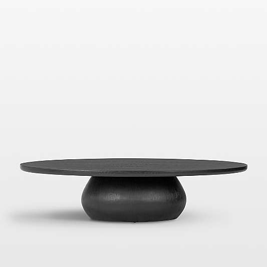 Axel Worn Black 60" Oval Coffee Table