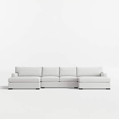 Axis 3-Piece U-Shaped Sectional Sofa with Double Extra Wide Chaise Lounge