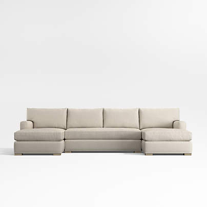 Axis 3-Piece U-Shaped Bench Sectional Sofa with Double Chaise Lounge