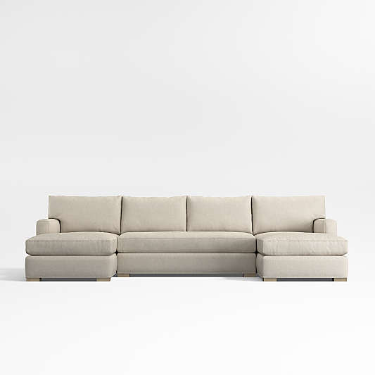 Axis 3-Piece U-Shaped Bench Sectional Sofa with Double Chaise Lounge