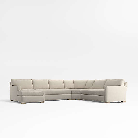 Axis 4-Piece L-Shaped Wedge Bench Sectional Sofa with Chaise Lounge