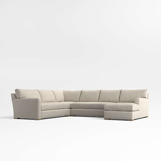 Axis 4-Piece L-Shaped Bench Sectional Sofa with Chaise Lounge