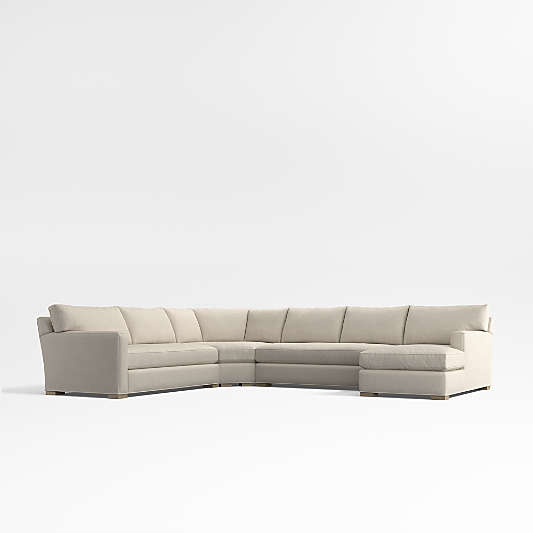 Axis 4-Piece L-Shaped Wedge Bench Sectional Sofa with Chaise Lounge