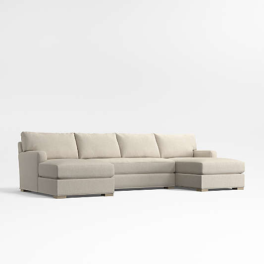 Axis Classic Bench 3-Piece Double-Chaise Sectional Sofa with Chaise Lounge