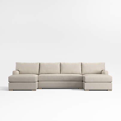 Axis Classic 3-Piece U-Shaped Bench Sectional Sofa with Double Chaise Lounge