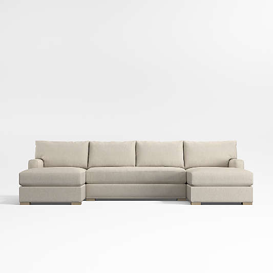 Axis Classic 3-Piece U-Shaped Bench Sectional Sofa with Double Chaise Lounge