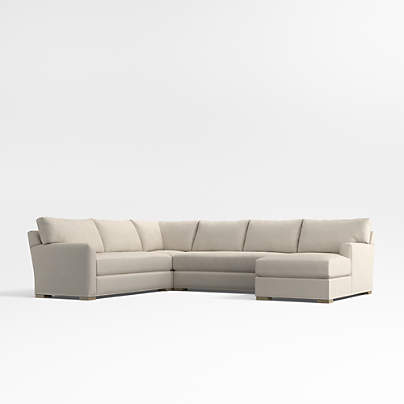 Axis Classic 4-Piece L-Shaped Bench Sectional Sofa with Chaise Lounge