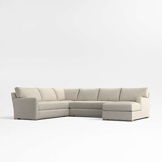 Axis Classic 4-Piece L-Shaped Bench Sectional Sofa with Chaise Lounge