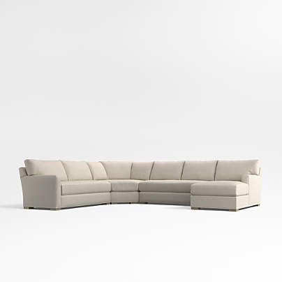 Axis Classic 4-Piece L-Shaped Wedge Bench Sectional Sofa with Chaise Lounge