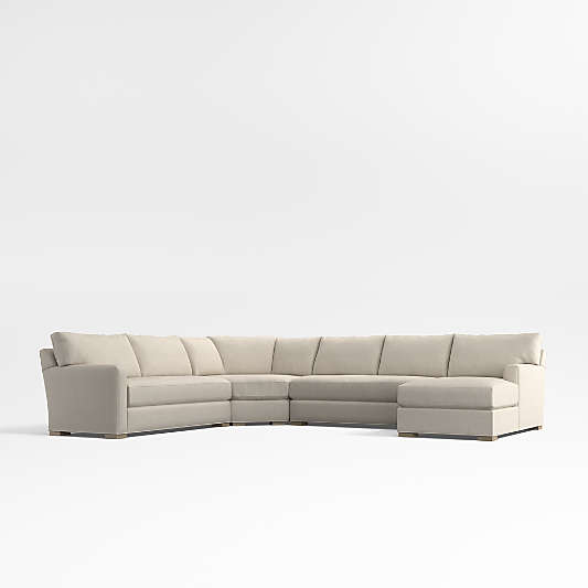 Axis Classic 4-Piece L-Shaped Wedge Bench Sectional Sofa with Chaise Lounge
