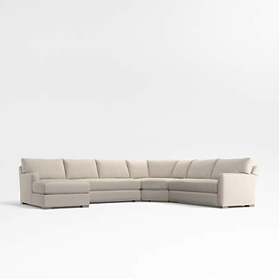 Axis Classic 4-Piece L-Shaped Wedge Bench Sectional Sofa with Chaise Lounge