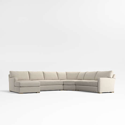 Axis Classic 4-Piece L-Shaped Wedge Bench Sectional Sofa with Chaise Lounge