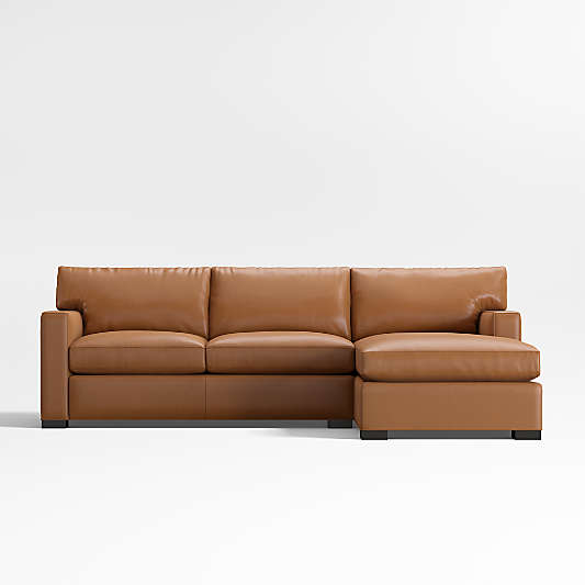 Axis Classic Leather 2-Piece Sectional Sofa with Chaise Lounge