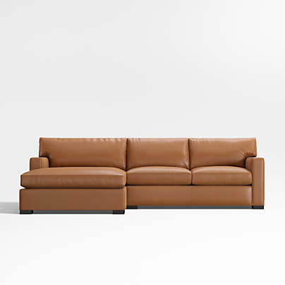 Axis Classic Leather 2-Piece Sectional Sofa with Extra Wide Chaise Lounge